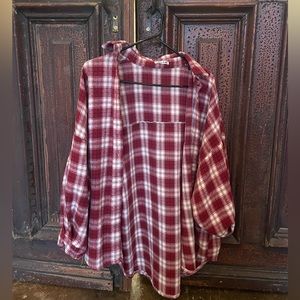 Vintage Oversized Red Flannel Shirt